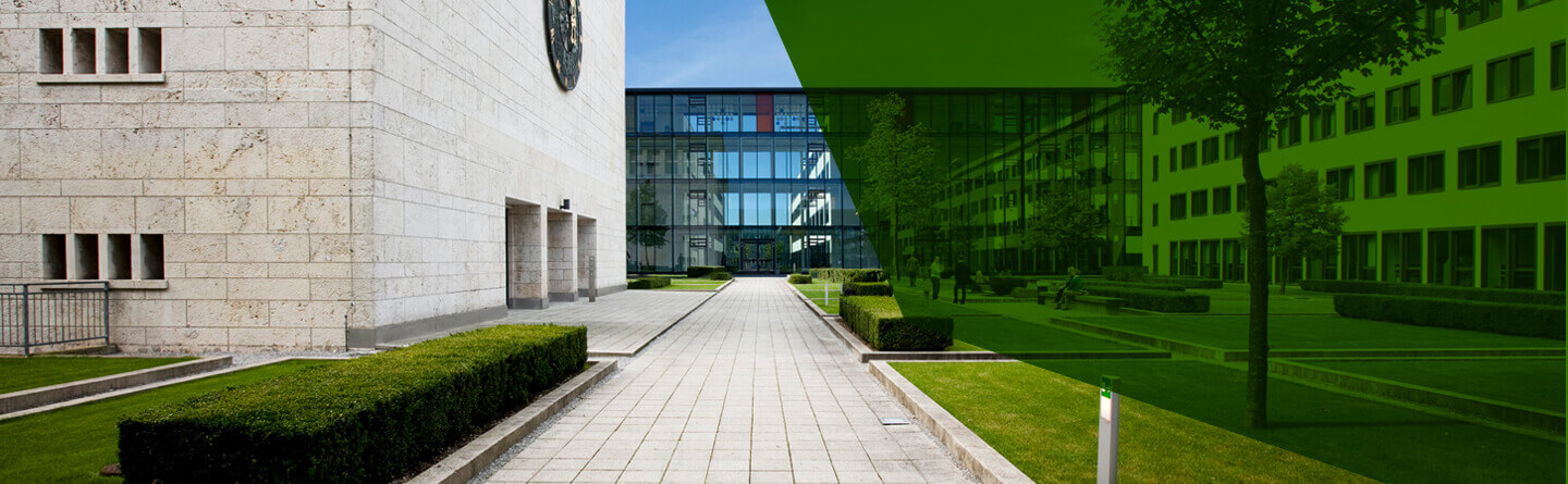 HDBW Hochschule - Gebäudeansicht Innenhof Campus München